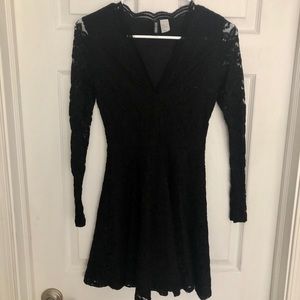 Black Lace Flare Dress